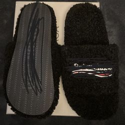 Black Balenciaga Fur slides