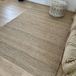 Natural Woven Jute And Cotton Reversible Rug