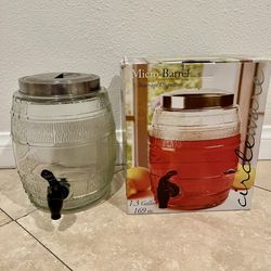 Drink  Dispenser - CircleWare Glass Micro Barrel - 5 liter  (1.3 Gallon) 