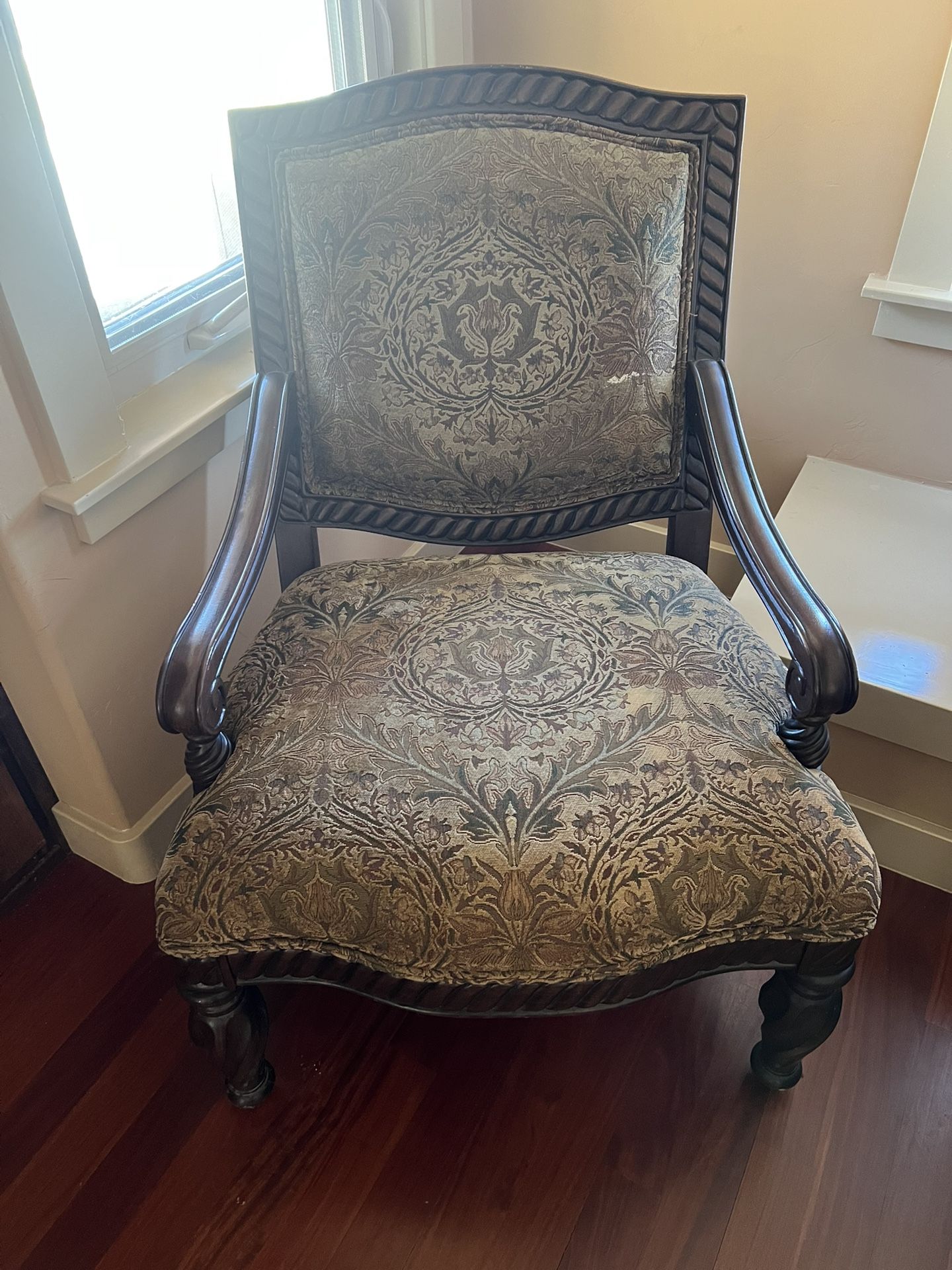 Accent Chair Wood Brown Green 