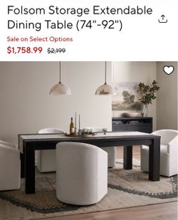 Pottery Barn Folsom Storage Extendable Dining Table 74"-92"