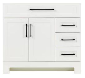 36 inch white bathroom vanity new with some damage to sink top