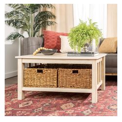 Walker Edison Coffee Table With Totes