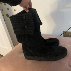 Woman's Classic Cardi Knit Tall Ugg Boots Size 7