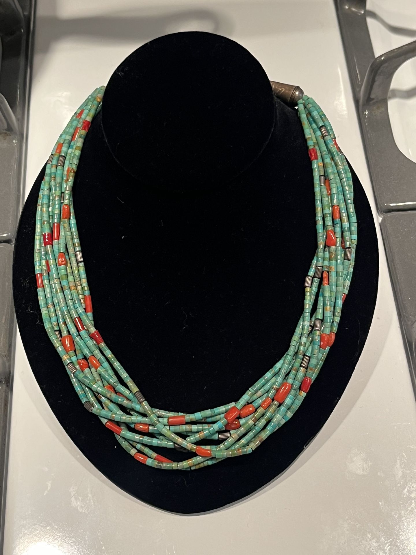 Native American turquoise coral necklace