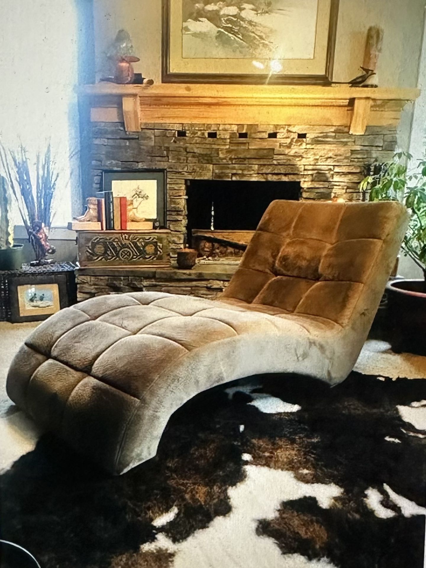 Microsuede Upholstered Armless Chaise Lounge - Tufted