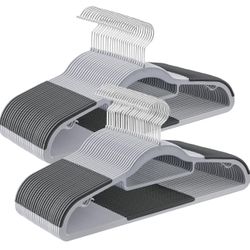 SONGMICS 50pk Space Saving Plastic Clothes Hangers Non Slip - Light Gray & Dark Gray