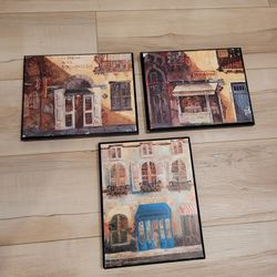 Set of 3 French Cityscape Wall Art