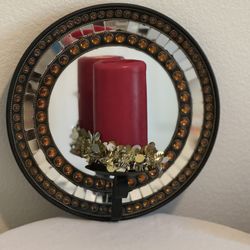 1 Round Candle Holder And Mirror 