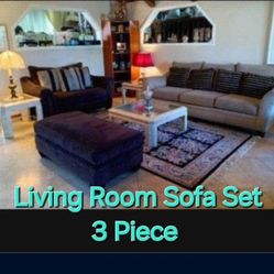 Living Room 3 Piece Set  Sofa / Couch & Ottoman 
