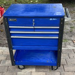 HOMAK 35" Pro Series Four Drawer Flip Top Service Cart, Blue
