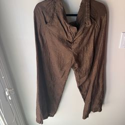 Brown Wide Leg Pants Minimal Casual Chic Trousers