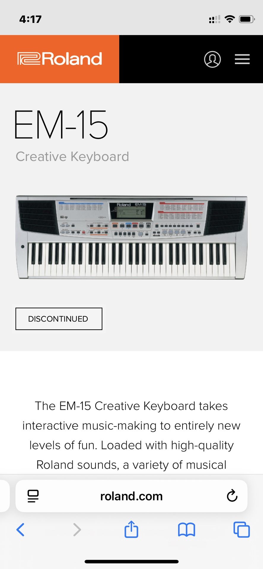 Roland EM15 Digital Keyboard