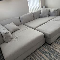 Grey Sofa With Chaise And Ottoman - 120 X 64