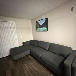 Grey Charcoal living Spaces Aquarius Sectional Chaise sofá 2 piece