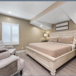 Cal King Bed Frame, Night Stands And Mattress 