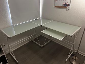 L-Shaped Glass Top Corner Desk