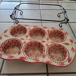 Temptations by Tara Old World ceramic 6-cup muffin or cupcake pan 
