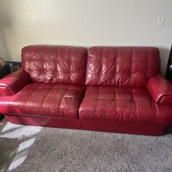 Red Leather Couch 