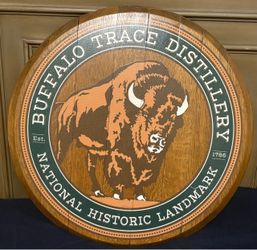 Buffalo Trace Distillery Wooden Barrel Head Sign