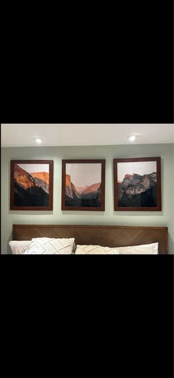 3 wooden framed prints