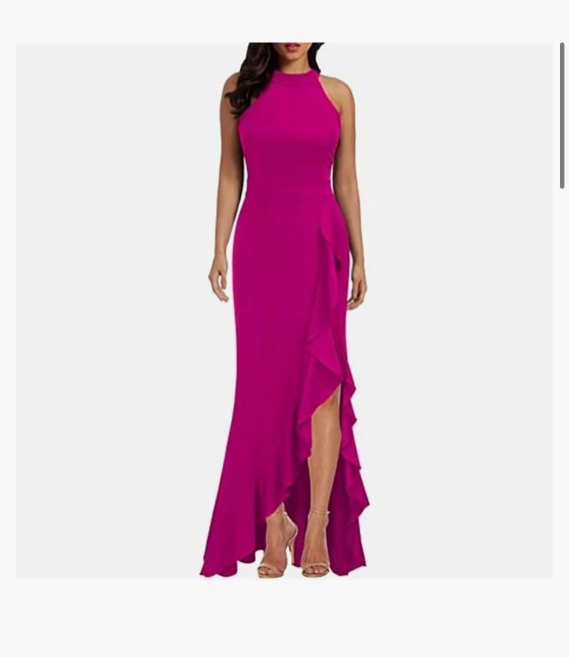 WOOSUNZE Women's High Neck Split Bodycon Mermaid Evening Party Long Dress