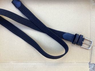 UNUSED Black Braid Synthetic Leather Men’s Belt 40” Large - X-Large Silver Tone Buckle