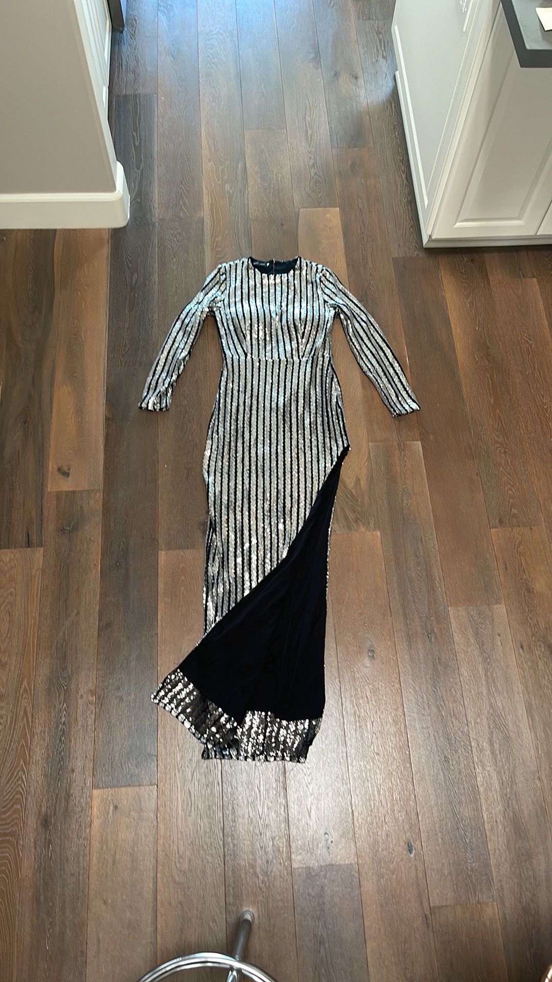 Miss Ord Black Silver Sequins Dress L