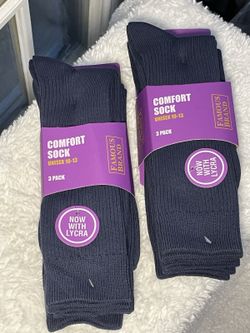 6 Pairs Unisex Comfort Crew Boot Socks Size 10-13 Navy Cotton Blend Lycra
