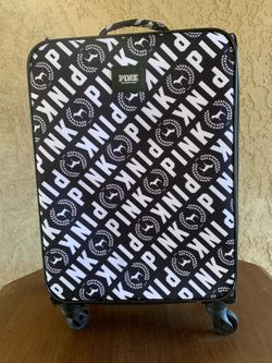 Pink By Victoria's Secret Logo Pattern Dog Rolling Wheel Travel Luggage Suitcase