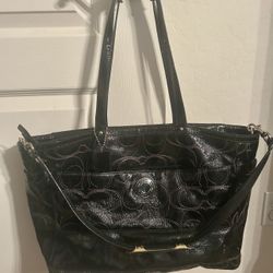 Coach Patent Leather Diaper Bag with Shoulder Strap