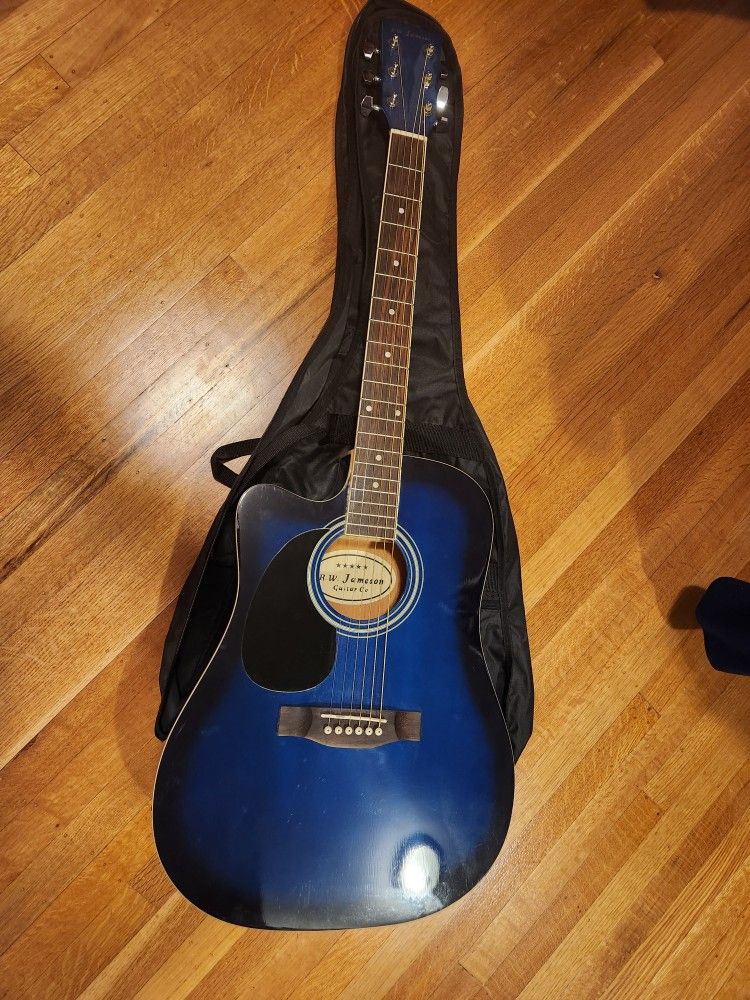 Left Handed Blue Acoustic Guitar