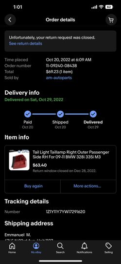 BMW 3 Series Passenger Side Tail Lights