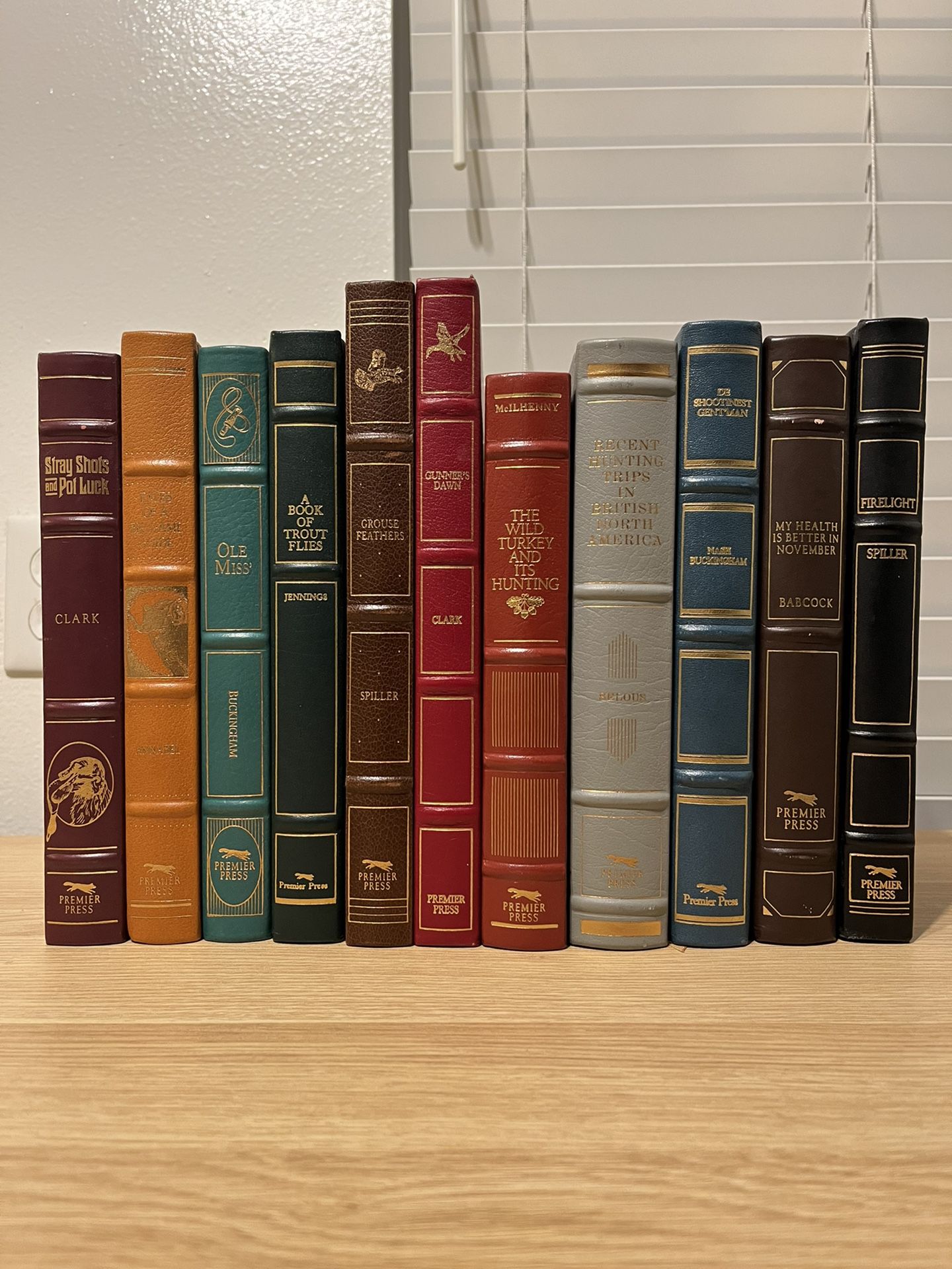 Set Of 11 Vintage Premier Press Classic Hunting Books Leather Bound