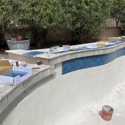 Waterline Glass Tile Pool Coping Travertine 