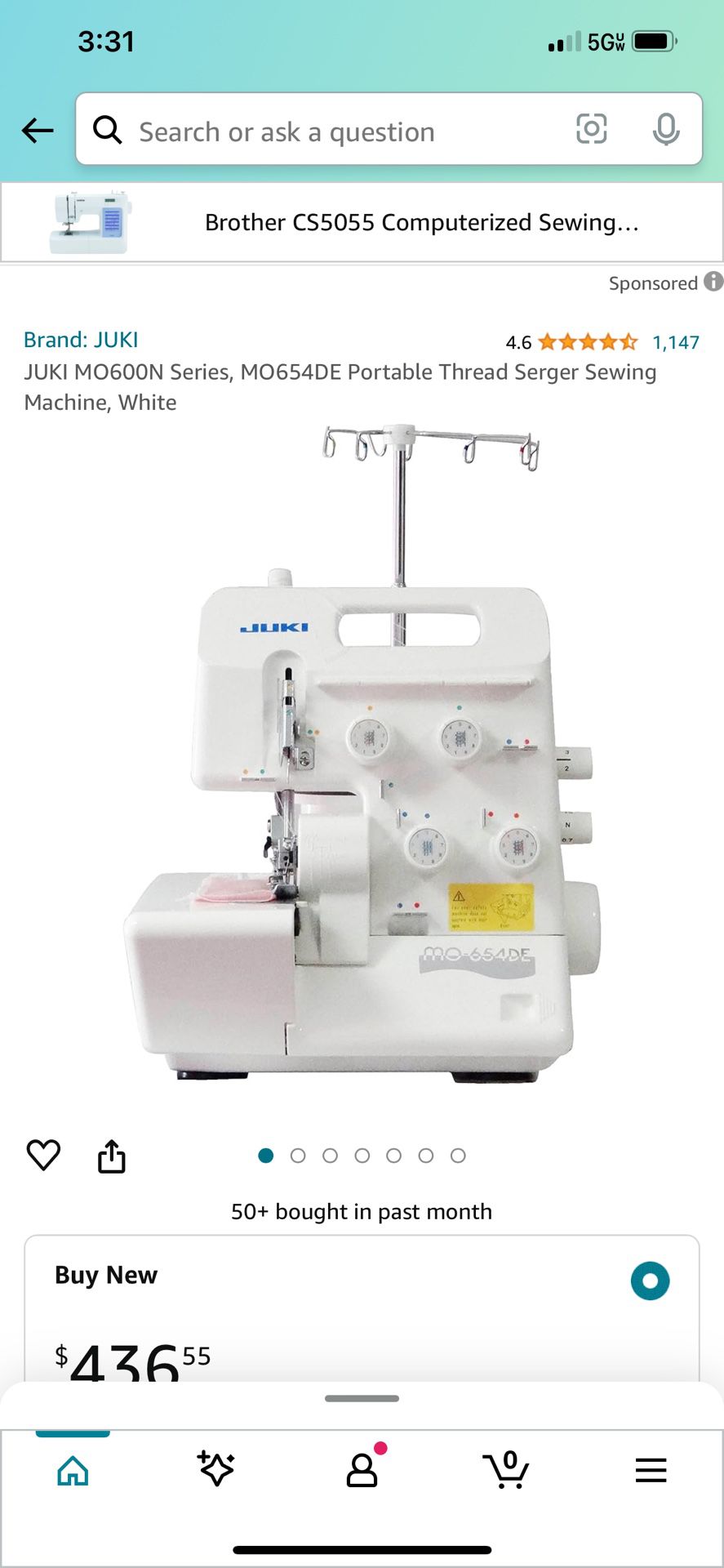 JUKI Portable Thread Serger Sewing Machine, White