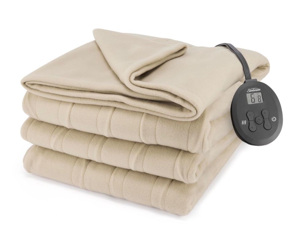 Sunbeam Royal Ultra Fleece Heated Electric Blanket Twin Size, 84" X 62", 12 Heat Settings, 12-Hour Selectable Auto Shut-Off, Fast Heating, Machine Was