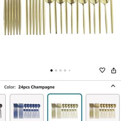 24-Piece Flatware Set, 18/0 Stainless Steel Knife Fork Spoon Teaspoon Silverware Set, Service for 6,