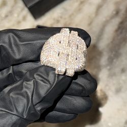 925 Sterling silver moneysign moissanite ring