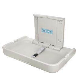 Fold Down Baby Changing Station Horizontal Baby Change Table with Safety Straps for Commercial Restrooms (2 White Granite)
