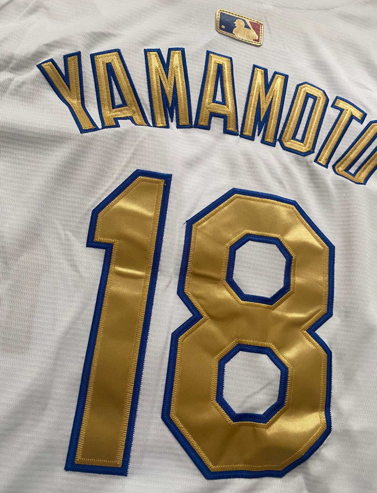 White Gold Stitched Los Angeles Dodgers Yoshinobu Yamamoto Championship Jersey