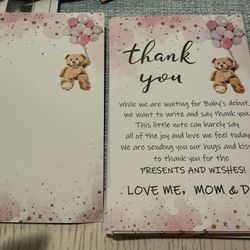 Baby Shower Thank You Cards Teddy Bear Themed
