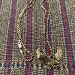 925 Silver Eagle And Rope Chain 