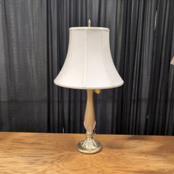 Stiffel Brass Table Lamp with White Bell Shade