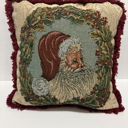 Vintage Santa Christmas Tapestry Throw Pillow 