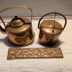 Copper Items Tea Pot Ice Bucket  Plaque