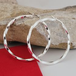 925 Sterling Silver Hoop Earrings Twisted Design/ Aretes de Plata Esterlina con Diseño Torcido! 👌🎁Post Tags: Aretes de Plata
