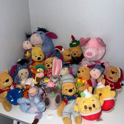 Disney Winnie The Pooh Plush Lot of 20 Bing Bag Collection