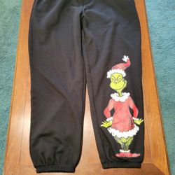 GRINCH CHRISTMAS BLACK SWEAT PANTS SZ XL ADULT SEE DESCRIPTION