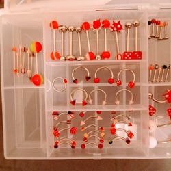 59pcs Red/pink Body Piercing Jewelry Lot 